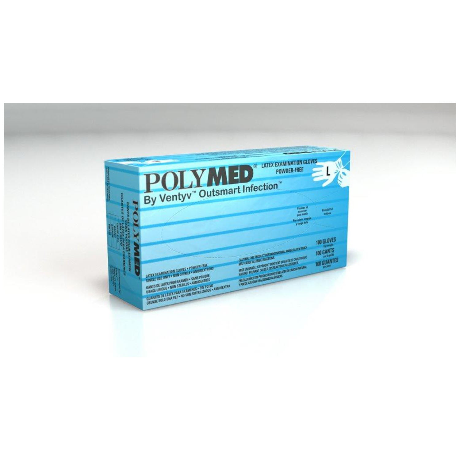 VENTYV POLYMED LATEX EXAM POWDER-FREE GLOVES Glove, Exam, Latex, Large