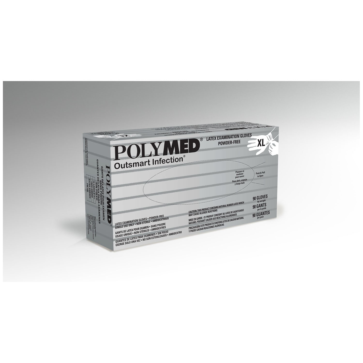 VENTYV POLYMED LATEX EXAM POWDER-FREE S Glove, Exam, Latex, X-Large