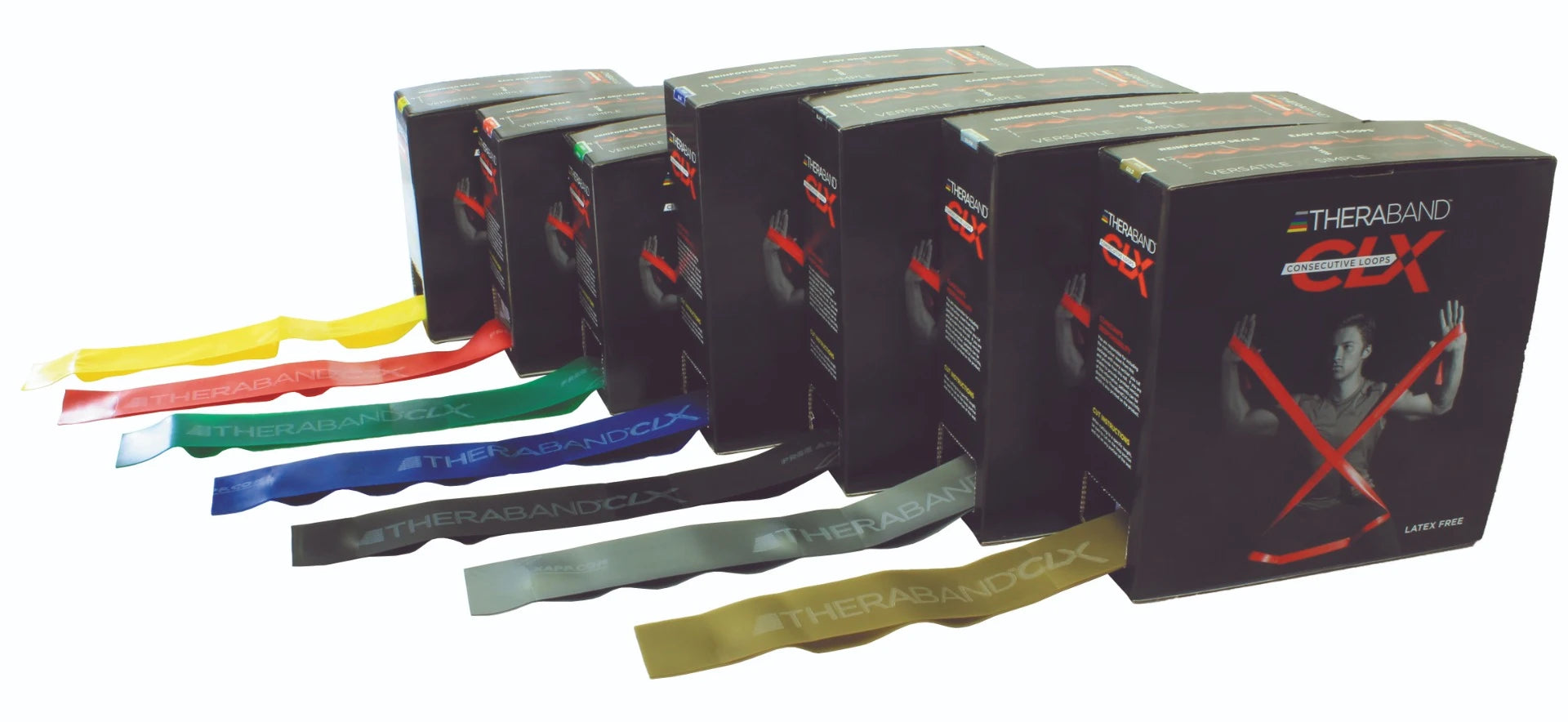 PERFORMANCE HEALTH CLX CONSECUTIVE LOOPS Resistance Band, Consecutive Loops, 5' Pre-cut Individual Bands, Gold/ Max, 12/cs