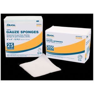 DUKAL BASIC GAUZE SPONGES Gauze Sponge, 4" x 4", Non-Sterile, 12-Ply, 200/bg, 10 bg/cs