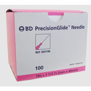 BD PRECISIONGLIDE™ NEEDLES Needle, 18G x 1½", Regular Bevel, Sterile, 100/bx, 10 bx/cs