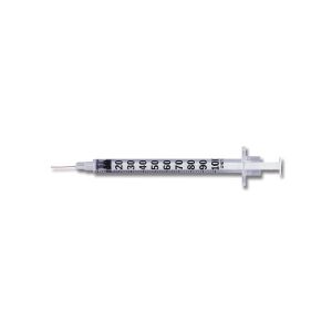 EMBECTA INSULIN SYRINGES & NEEDLES Insulin Syringe, 1mL, Permanently Attached Needle, 31G x 5/16", Self-Contained, U-100 Ultra-Fine™ Short, 100/bx, 5 bx/cs