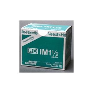 BD PRECISIONGLIDE™ NEEDLES IM Needle, 23G x 1½" Thin Wall, Regular Bevel, Sterile, 100/bx, 10 bx/cs
