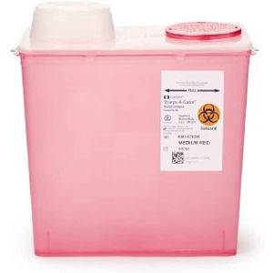 CARDINAL HEALTH MONOJECT™ SHARPS CONTAINERS Chimney-Top Container, 8 Qt, Red, Medium, 20/cs