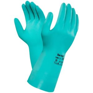 ANSELL SOL-VEX® NITRILE CHEMICAL PROTECTION GLOVES Protection Gloves, Size 8-8½, 12 pr/bg, 12 bg/cs