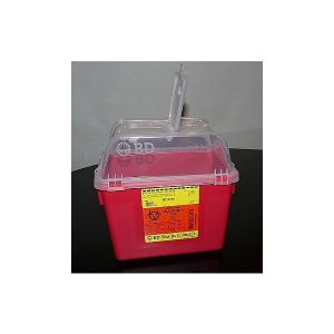 BD MULTI-USE NESTABLE SHARPS COLLECTORS Sharps Collector, 8 Qt, Clear Top, Open Cap, Red, 24/cs