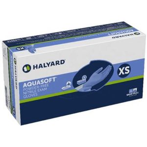 HALYARD AQUASOFT™ BLUE NITRILE EXAM GLOVES Gloves, X-Small, 300/bx, 10bx/cs