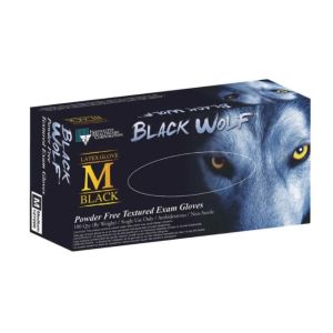 INNOVATIVE BLACK WOLF™ EXAM GLOVES NON-STERILE Gloves, Exam, Latex, Non-sterile, Powder-free, Textured, Black, X-Small, 100/bx, 10 bx/cs