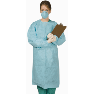 MYDENT DISPOSABLE TIE-BACK PROTECTIVE GOWN Disposable Gown, Tie-Back, Blue, Large. 10/bag