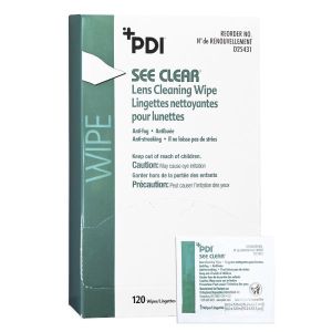 PDI SEE CLEAR® EYE GLASS CLEANING WIPE See Clear® Eye Glass Cleaning Wipe, 6" x 5", 120/bx, 12 bx/cs