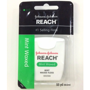 J&J CONSUMER REACH® DENTAL FLOSS – RETAIL PACKAGING *DISC* Reach Dental Floss, Retail Pkg, Mint Waxed, 200 yds, 3/bx, 8bx/cs
