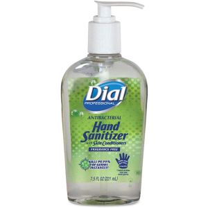 DIAL® ANTIBACTERIAL HAND SANITIZER Hand Sanitizer w/ Moisturizers, Pump, 7.5 oz, 12/cs