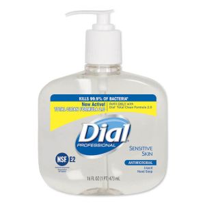 DIAL® SENSITIVE SKIN ANTIBACTERIAL LIQUID HAND SOAP Sensitive Skin Liquid Hand Soap, Antibacterial, Pump, 16 oz, 12/cs