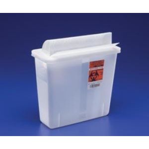 CARDINAL HEALTH IN-ROOM CONTAINERS WITH ALWAYS-OPEN LIDS Sharps Container, Always-Open Lid, 12 Qt, Clear, 16¼"H x 6"D x 13¾"W, 10/cs