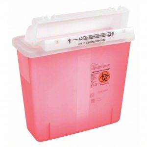 CARDINAL HEALTH MULTI-PURPOSE SHARPS CONTAINERS Sharps Container, 5 Qt, Red, Counter-Balanced Lid, 11"H x 4¾"D x 10¾"W, 20/cs