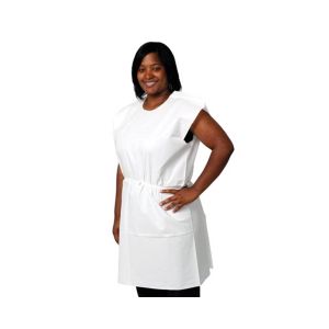 PRO ADVANTAGE® EXAM GOWN Exam Gown, Tissue/ Poly/ Tissue, 30" x 42" , White, Traditional Front/ Back Opening, 50/cs