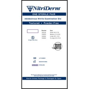 Innovative Nitriderm ® Sterile Powder-Free Nitrile Exam Gloves, Small, Nitrile, Sterile, PF, Pairs, 9" Cuff, 50 pr/bx, 4 bx/cs