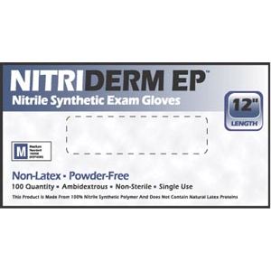 INNOVATIVE NITRIDERM® EP NITRILE SYNTHETIC POWDER-FREE EXAM GLOVES Gloves, Exam, Nitrile, XX-Large, Chemo, Extended Cuff, Blue, Non-Sterile, Powder-Free (PF), Textured, 5.5 mil, 80/bx, 10 bx/cs