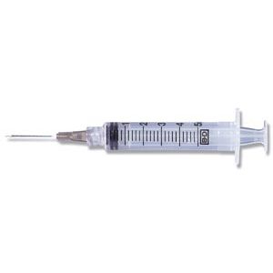 BD 5 ML SYRINGES & NEEDLES Syringe/ Needle Combination, 5mL, Luer-Lok™ Tip, 21G x 1½", 100/bx, 4 bx/cs
