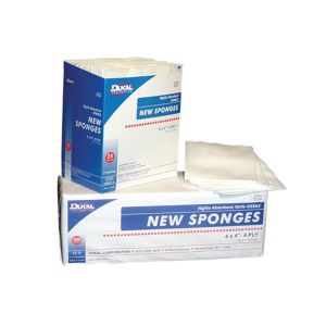 DUKAL NEW SPONGES Sponge, 4" x 4", Non-Woven New Sponge, Sterile, 4-ply, 5/pk, 20 pk/bx, 8 bx/cs