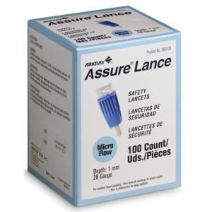 ARKRAY ASSURE® LANCE SAFETY LANCETS Lancet, 28G x 1mm, Light Blue, 100/bx