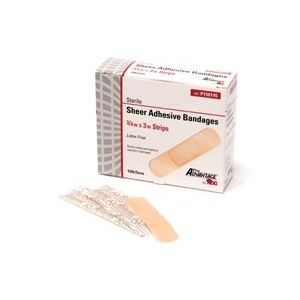 PRO ADVANTAGE® SHEER ADHESIVE BANDAGE Adhesive Bandage, Strips, ¾" x 3", 100/bx, 12 bx/cs
