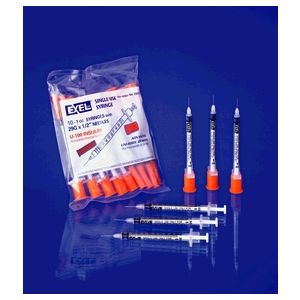 EXEL INSULIN SYRINGE WITH NEEDLE Insulin Syringe & Needle, 29G x ½", 1cc, 10/bg, 10bg/bx, 5bx/cs