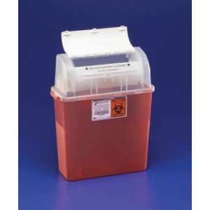 CARDINAL HEALTH GATORGUARD IN-PATIENT ROOM SHARPS CONTAINERS Sharps Container, 3 Gal, Translucent Red, 20½"H x 6"D x 14"W, 12/cs