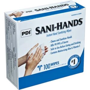 PDI SANI-HANDS® INSTANT HAND SANITIZING WIPES Instant Hand Sanitizing Wipe, 5" x 8", 100/bx, 10 bx/cs