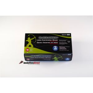 Medium - Black Arrow Latex Exam Gloves - (Powder Free), 100/bx 10 bx/cs