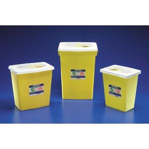 CARDINAL HEALTH CHEMOSAFETY™ CONTAINERS Sharps Container, 18 Gal, Yellow, Sliding Lid, 6" Round Opening, 26"H x 12¾"D x 18¼"W, 5/cs