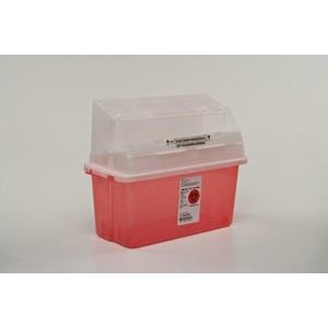 CARDINAL HEALTH GATORGUARD IN-PATIENT ROOM SHARPS CONTAINERS Sharps Container, Translucent Red, 5 Qt, Junior, 14"H x 6"D x 13"W, 14/cs