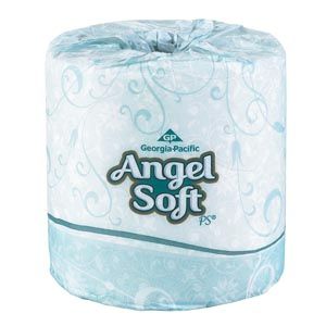 GEORGIA-PACIFIC ANGEL SOFT PS® PREMIUM EMBOSSED BATHROOM TISSUE Premium Embossed Bathroom Tissue, 2-Ply, White, 4" x 4.05", 450 sht/rl, 20 rl/cs
