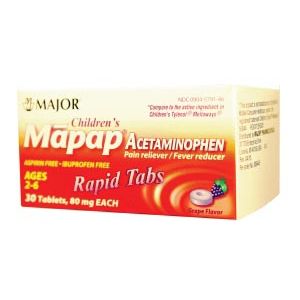 MAJOR ANALGESIC - CHILDRENS Mapap, 80mg, Rapid Melt Tablets, 30s, Grape, Compare to Tylenol® Melt Tabs, NDC# 00904-5791-46