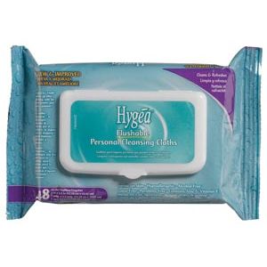 PDI HYGEA® FLUSHABLE PERSONAL CLEANSING CLOTHS Flushable Personal Cleansing Cloths, 5.5" x 7", 48/pk, 12 pk/cs