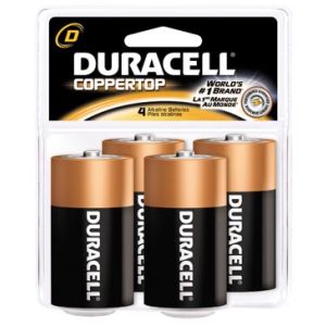 DURACELL® COPPERTOP® ALKALINE RETAIL BATTERY WITH DURALOCK POWER PRESERVE™ TECHNOLOGY Battery, Alkaline, Size D, 4pk, 12 pk/cs