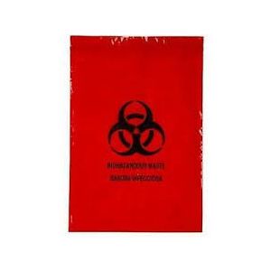 MEDEGEN SPECIMEN TRANSPORT BAGS Transport Bag, 19" x 24", 2 mil, Red, Biohazard, 200/cs