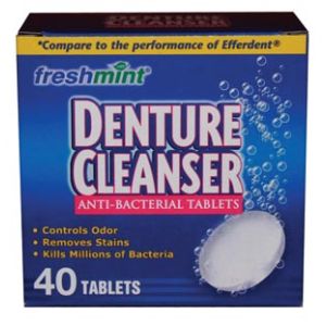 NEW WORLD IMPORTS FRESHMINT® DENTURE TABLETS Denture Cleanser Tablets, Blue, Compared to the Performance of Efferdent®, 40/bx, 24 bx/cs