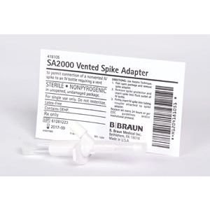 B BRAUN ADMIXTURE ACCESSORIES Vented Spike Adapter to Permit Connection of Non-Vented IV Spike to IV Bottle Requiring a Vent, Latex Free