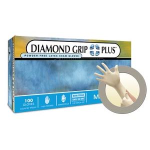 ANSELL MICROFLEX DIAMOND GRIP PLUS™ POWDER-FREE LATEX EXAM GLOVES Exam Gloves, PF Latex, Textured, Large, 100/bx, 10 bx/cs