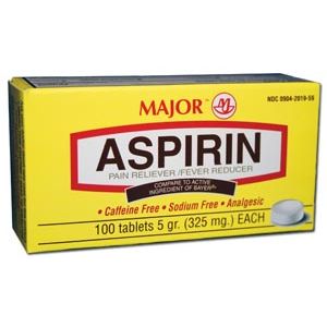 MAJOR ASPIRIN TABLETS Aspirin, Film Coated, 325mg, 100s, Compare to Bayer®, NDC# 00536-1054-29