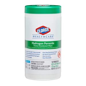 CLOROX HEALTHCARE® HYDROGEN PEROXIDE CLEANER Wipes, Hydrogen Peroxide Disinfectant Cleaner, 6.75 x 5.75, 155/can, 6/cs