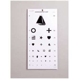 DUKAL TECH-MED EYE CHARTS Kindergarten Eye Chart 20 ft, Non-Reflective Matte Finish, 22" x 11"