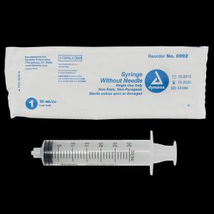 Dynarex Syringe - Luer Lock 30 cc, 50/bx, 10 bx/cs