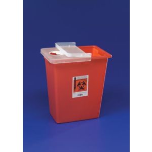 CARDINAL HEALTH LARGE VOLUME CONTAINERS Container, 8 Gal Red, Hinged lid, 10/cs