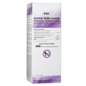 PDI SUPER SANI-CLOTH® GERMICIDAL DISPOSABLE WIPE Germicidal Disposable Wipe, X-Large, Individual, Boxed, 11½" x 11¾",  50/bx, 3 bx/cs