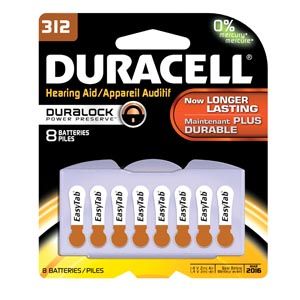 DURACELL® HEARING AID BATTERY Battery, Zinc Air, Size 312, 8/pk, 6 pk/bx