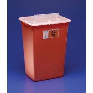 CARDINAL HEALTH LARGE VOLUME SHARPS CONTAINERS Container, 10 Gal, Red, Split Lid, Sharps Port, Large Volume, 15½"H x 12"D x 21½"W, 6/cs