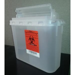 PLASTI WALL MOUNTED SHARPS DISPOSAL SYSTEM Container, 5.4 Qt, Clear, 10/bx, 2 bx/cs