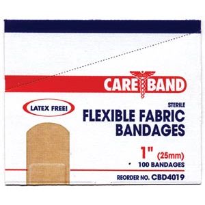 ASO CAREBAND™ FABRIC ADHESIVE STRIP BANDAGES Fabric Strip Bandage, 1" x 3", Latex Free (LF), 100/bx, 12 bx/cs